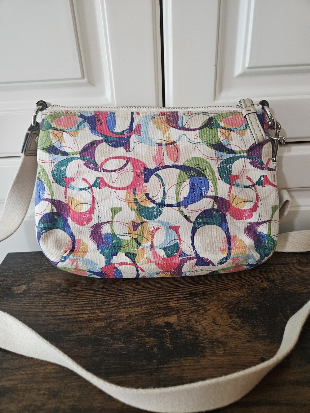 Coach Poppy Signature Graffiti Scribble Monogram Canvas Crossbody Y2k Pop Retro - Picture 2 of 9